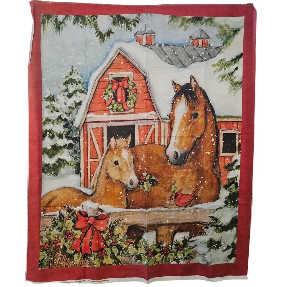 Vintage NOS Fabric Horse Panel Susan Winget 35x43 Quilting Sewing